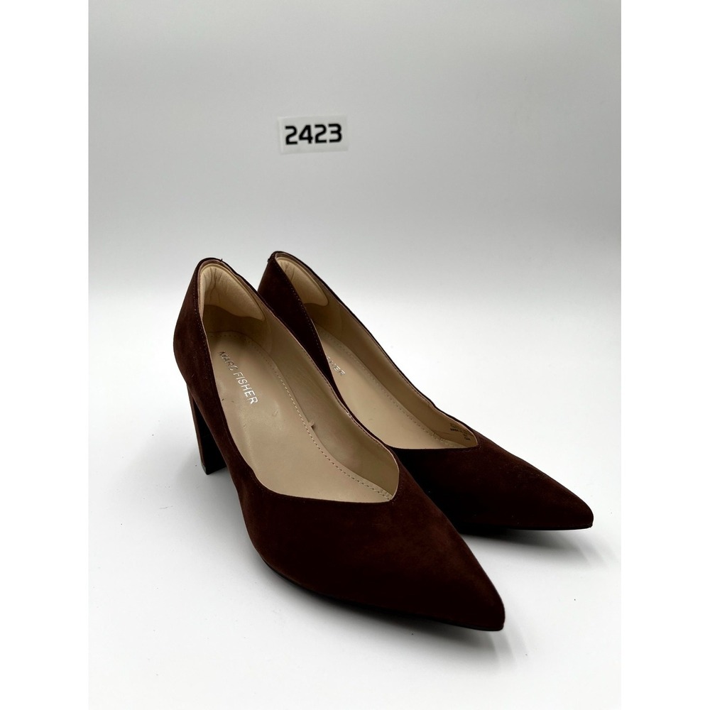 Marc Fisher Caitlin Women's 7.5M Pump Brown Casual Round Toe‎ Slip On Block Heel